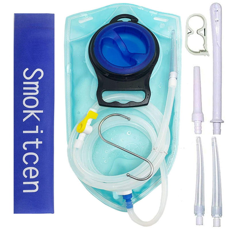 [Australia] - Smokitcen 2L Enema Bag Kit – 5ft. Long Silicone Hose – 3 Multi-Size Reusable Tips – Controlled Water Flow for Colon Detox Cleanse Enemas (TX004) TX004 