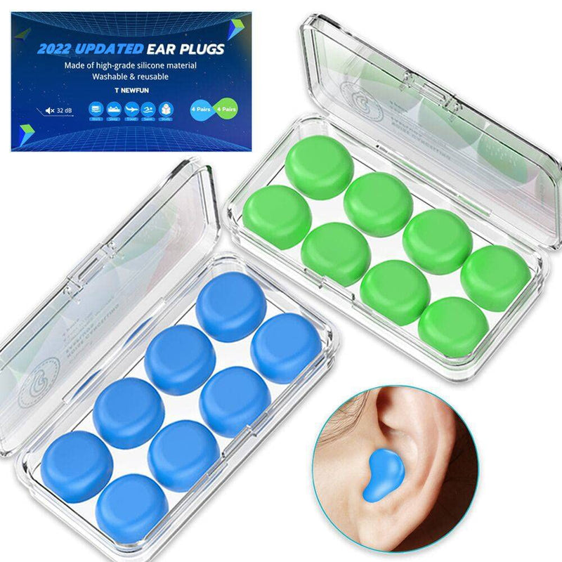 [Australia] - [Latest 2022] Ear Plugs for Sleeping Swimming, 8 Pair Reusable Silicone Moldable Noise Cancelling Earplugs for Shooting Range, Swimmers, Snoring, Concerts, Airplanes, Travel, Work, Studying 