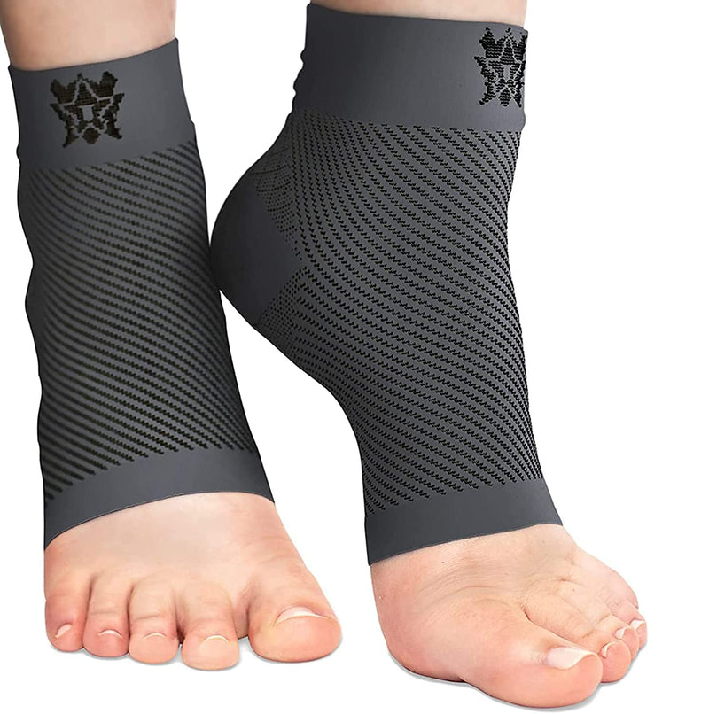 [Australia] - Bitly Plantar Fasciitis Socks for Women & Men - Best Foot & Ankle Compression Sleeve, Brace for Everyday Use - Provides Arch Support & Heel Pain Relief (Gray, Medium) Gray 1 