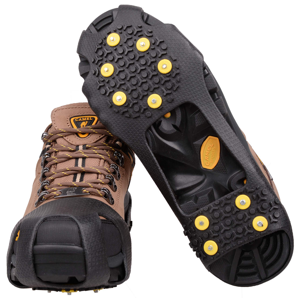 [Australia] - FUSIGO Ice Snow Traction Cleats, 10-Studs Walk Traction Cleats Crampons for Shoes and Boots Slip-on Stretch Footwear for Men Women Walking on Snow and Ice Large(7-9.5 men/8.5-11 women) 