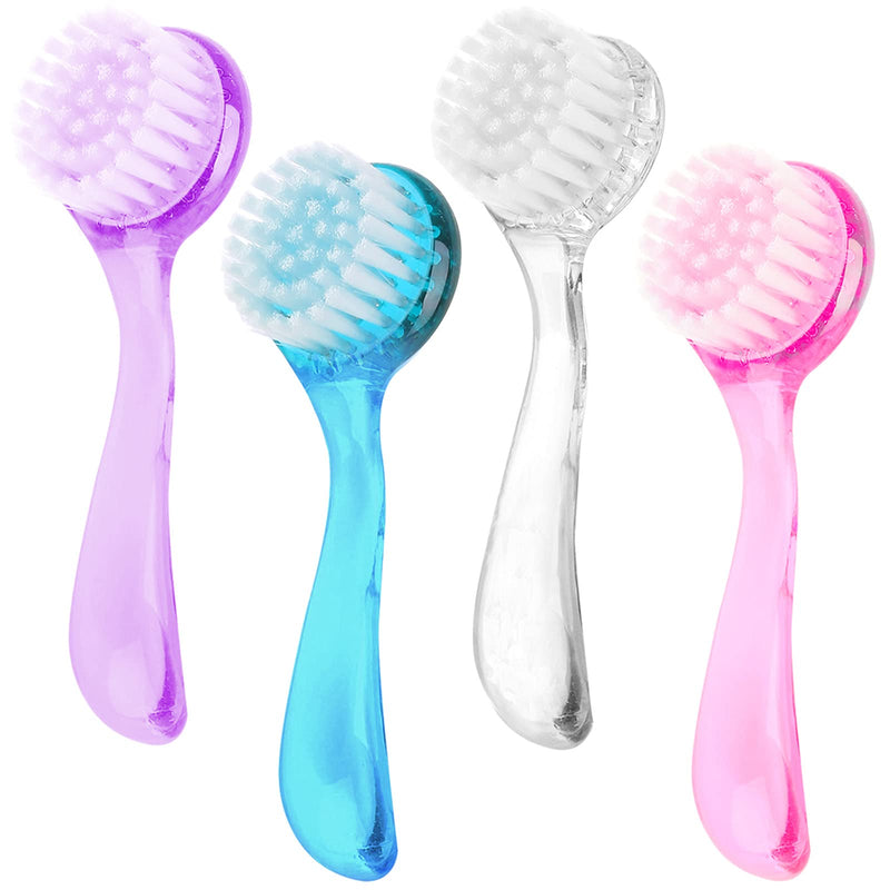 [Australia] - Beomeen Facial Cleansing Brush, 4 Colors Facial Exfoliating Brush Face Wash Scrub Exfoliator Brush for Makeup Skincare Removal, (Blue, Pink, Purple, Clear) Blue, Pink, Purple, Clear 