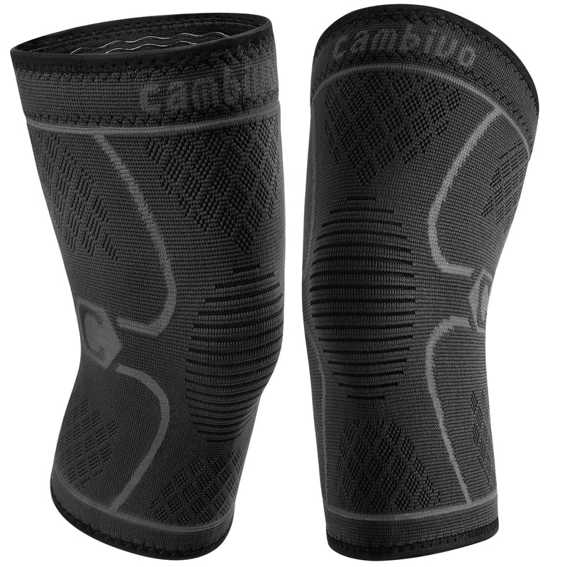 [Australia] - CAMBIVO 2 Pack Knee Brace, Knee Compression Sleeve Support for Men and Women, Knee Pads for Running, Hiking, Meniscus Tear, Arthritis, Joint Pain Relief Medium Coal 