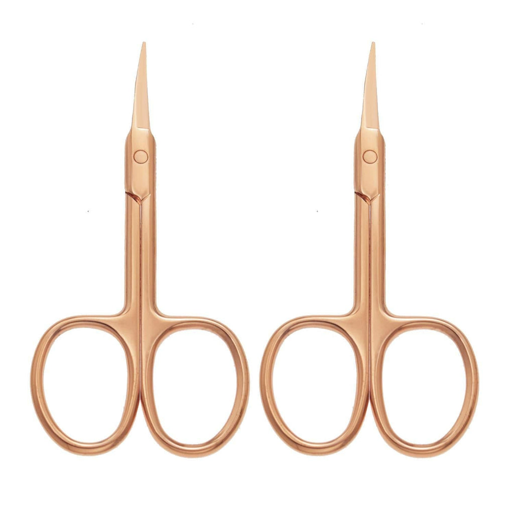 [Australia] - Motanar 2pcs Gold Silver Eyebrow Scissor Makeup Manicure Scissors Nails Cuticle Scissors Eyebrow Eyelashes Epilator Face Hair Removal Tools (Rose Gold) Rose Gold 