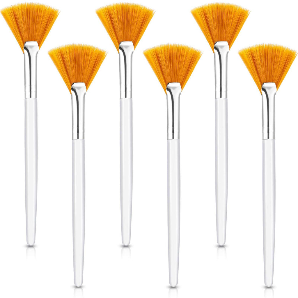 [Australia] - 6 Pieces Fan Mask Brushes Soft Fan Facial Mask Applicator Tools Brush Makeup Brushes Cosmetic Tools with Handle for Peel Mask Makeup Women Girls 
