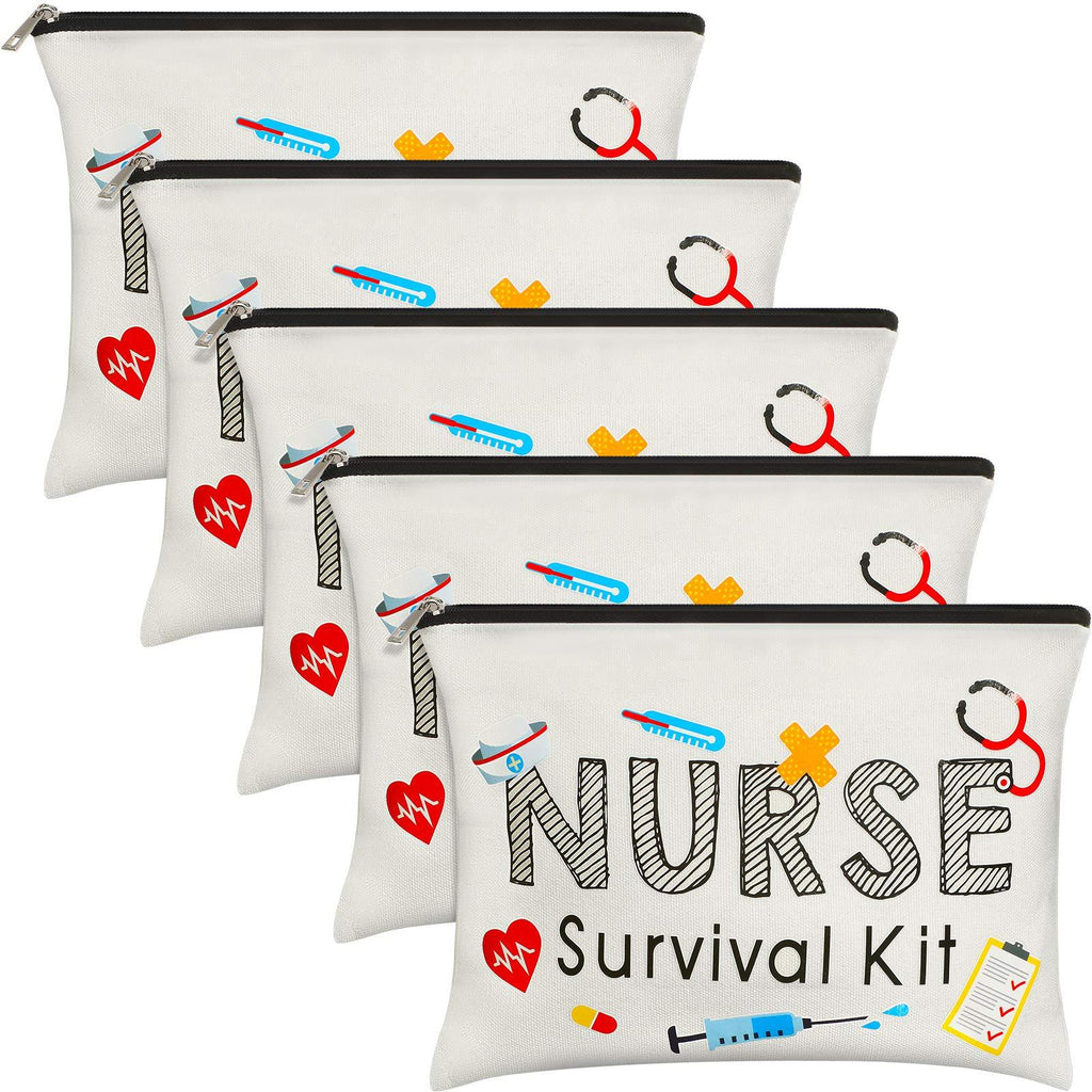 [Australia] - Xuniea 5 Pieces Nurse Survival Kit Makeup Bags, Funny Travel Cosmetic Pouch Nurse Gift for Women, Nursing Student, Nurse Practitioner, Nursing School Supplies Christmas Gifts Toiletry Bag 