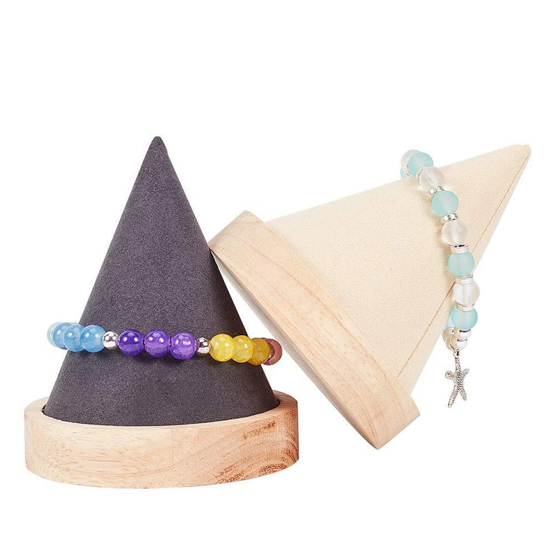 [Australia] - FINGERINSPIRE 2Pcs Wood Bracelet Holder Cone Shaped Bracelet Jewelry Display Stand Bangle Bracelet Watch Holder for Exhibit/Trade Shows/Retail Stores 