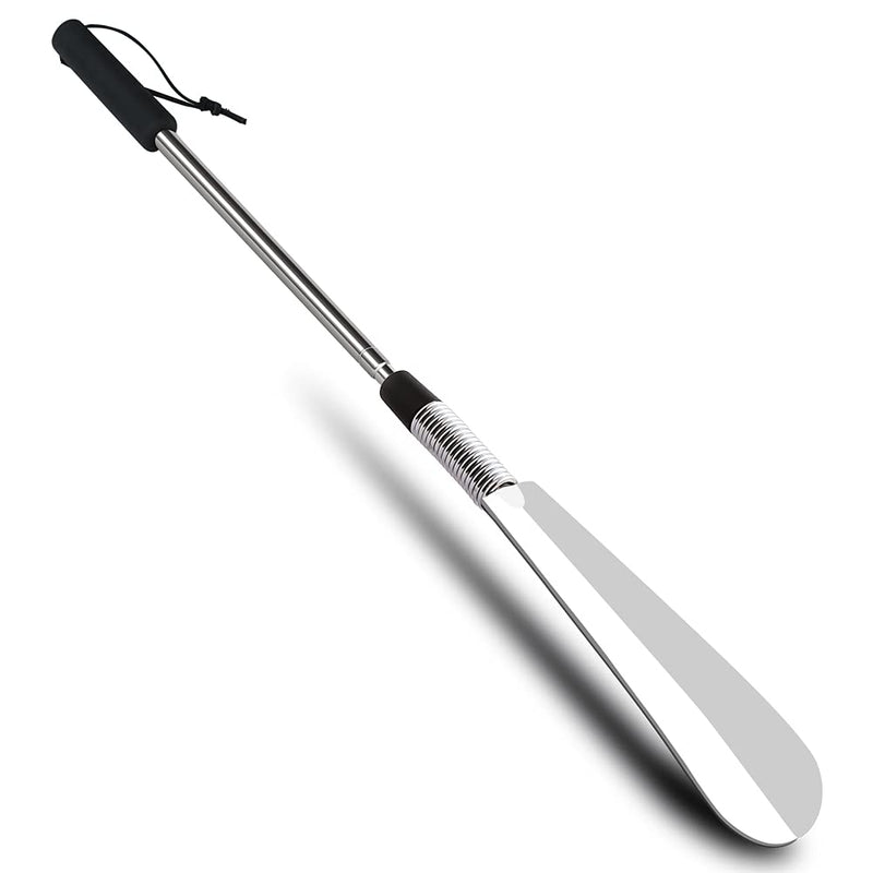 [Australia] - Extendable Shoe Horn, Lifter 16" to 31", Shoe Helper, Travel Shoe Horn Long Handle for Seniors, Metal Shoe Horn for Men, Kids or Adults, Extends & Collapses Stainless Steel Telescopic Spring Shoehorn 