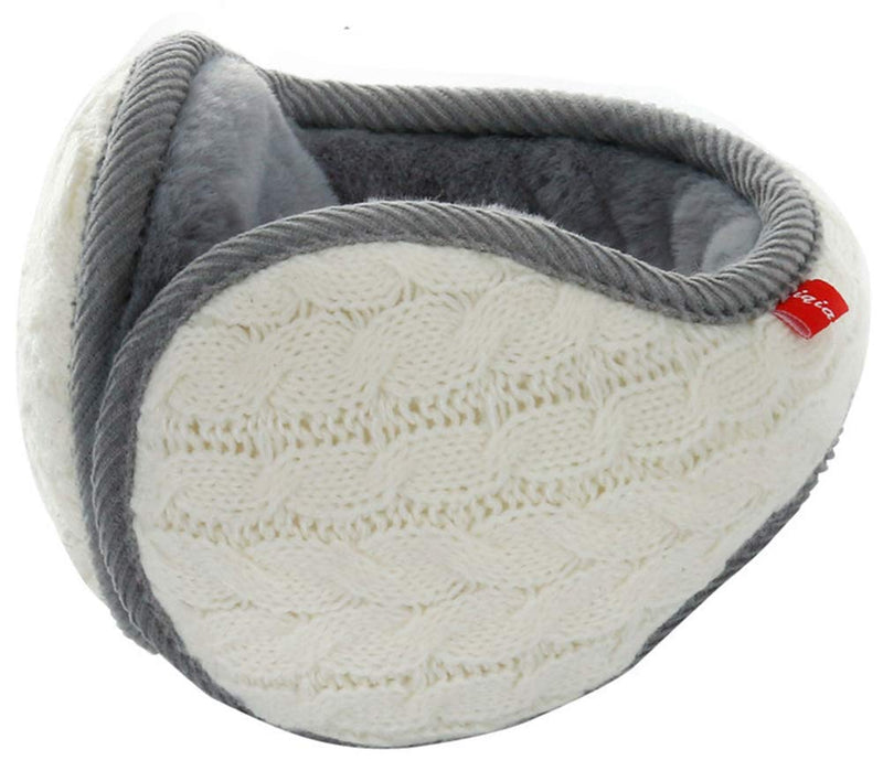 [Australia] - Unisex Warm Knit Women Earmuff Cashmere Winter Pure Color Earmuffs Fur Earwarmer Adjustable Wrap A-beige 