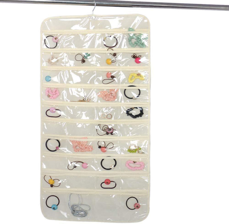 [Australia] - Conekuo Travel Jewelry Organizer Hanging for Closet with Hanger Foldable Portable Storage Bag for Earrings Necklace Bracelet Rings Head Rope 80 Pockets Dual-Sided Transparent Display Pouch 