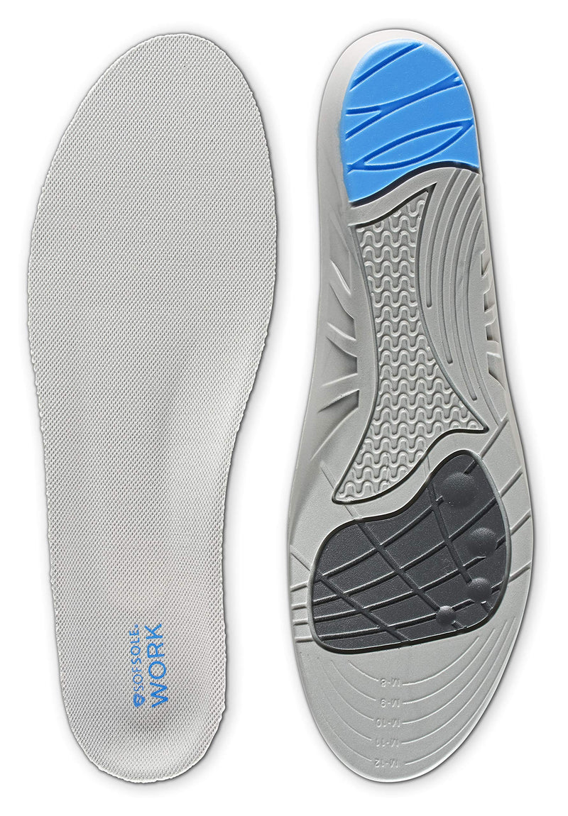 [Australia] - Sof Sole Insoles Men's WORK Anti-Fatigue Full-Length Comfort Shoe Inserts, Men's 8-13 Grey 