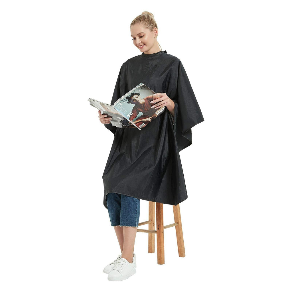 [Australia] - Hair Cutting Cape with Snaps Closure, Salon Hairdressing Styling Barber Cape with Hand Holes-51 x 58 Inches, Black 