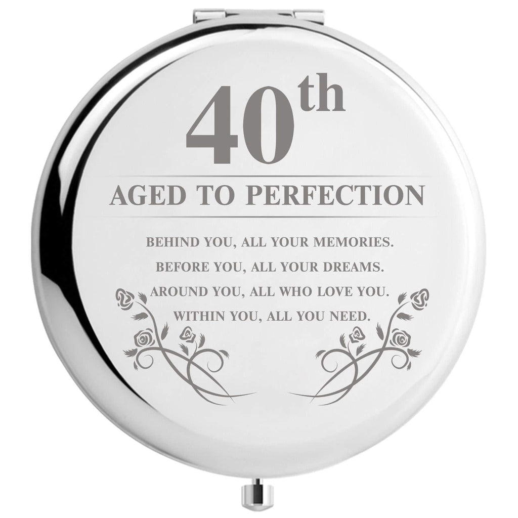 [Australia] - 40th Birthday Gifts for Women Makeup Mirror, 40 Years Old Gifts for Women Turning 40, Happy Birthday for Her Wife Daughter Sister Female Friends (40th Aged to Perfection) 40th Aged to Perfection 