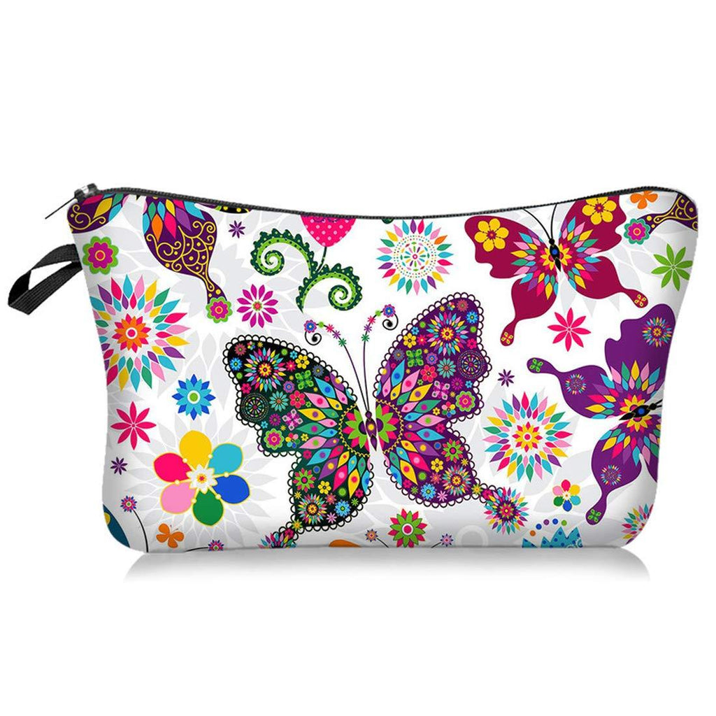 [Australia] - Butterfly Makeup bag Double-sided Printed Waterproof Travel Cosmetic Bag Zipper Pouch Small Toiletry Organizer, Roomy Butterfly Pencil Case for Girls Gifts Bag butterfly white 