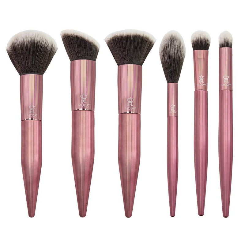 [Australia] - MODA Limited Edition 6PC Rose Bundle Makeup Brush Set, Includes - Powder, Angle Blender, Diffuser, Shadow, and Smokey Eye Brushes 