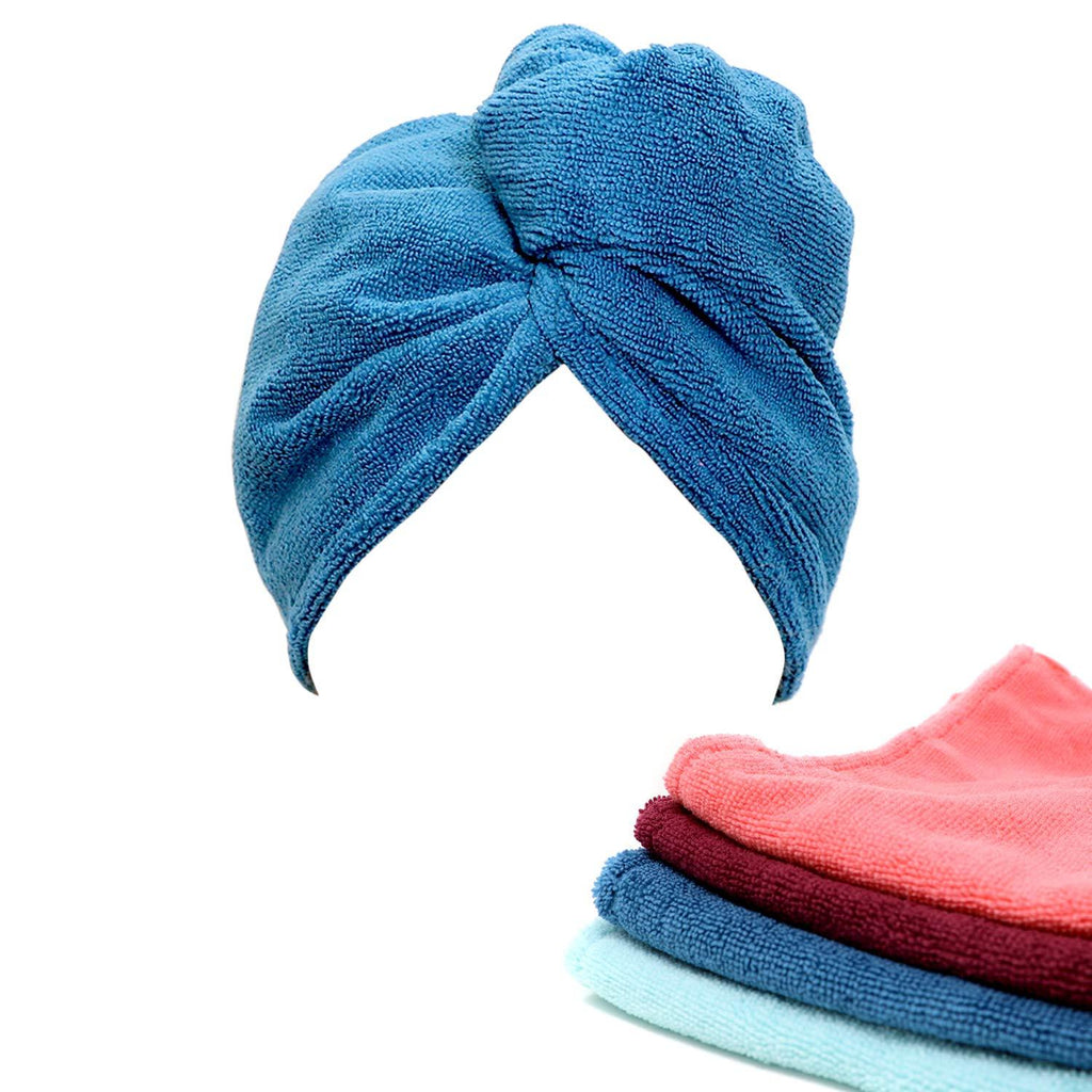 [Australia] - Simplosophy Microfiber Hair Towel Wrap for Women, Hair Turban 4 Pack Assorted Colors, Super Absorbent Quick Dry Hair Turban for Drying Curly, Long & Thick Hair 