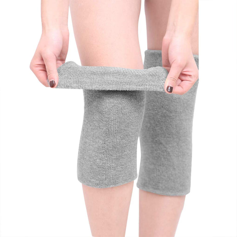 [Australia] - Winter Thermal Knee Braces Elastic Running Knee Compression Sleeves Leg Support Protector for Joint Pain Relief Arthritis Gray 