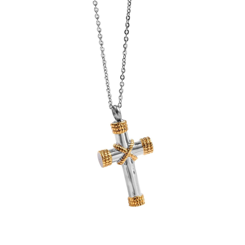 [Australia] - Suxerlry Cross Cremation Urn Necklace for Ashes Stainless Steel Memorial Pendant Keepsake Jewelry Gold 