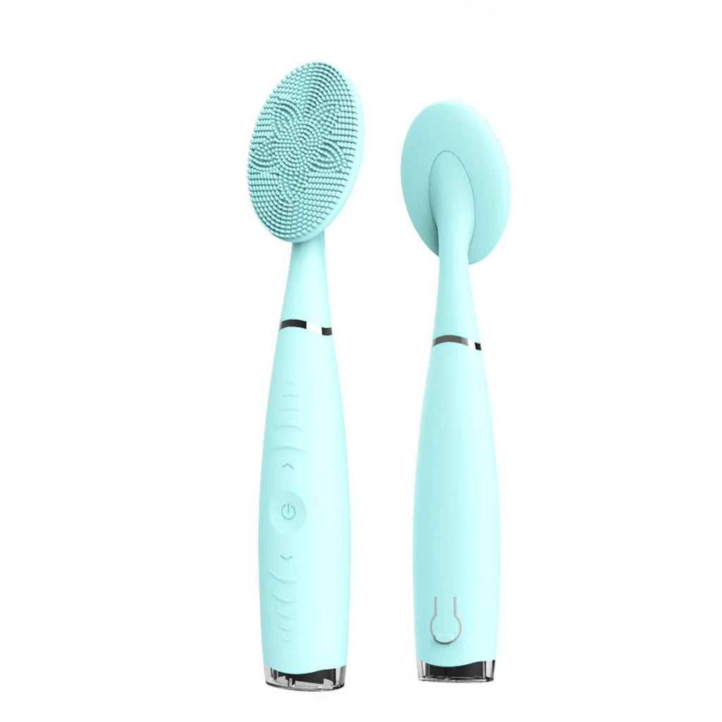 [Australia] - Lyrzzey Sonic Facial Cleansing Brush Waterproof Electric Face Body Scrubber Rechargeable Silicone Brush Gentle Exfoliating, Massaging Portable 5 Modes Blue 