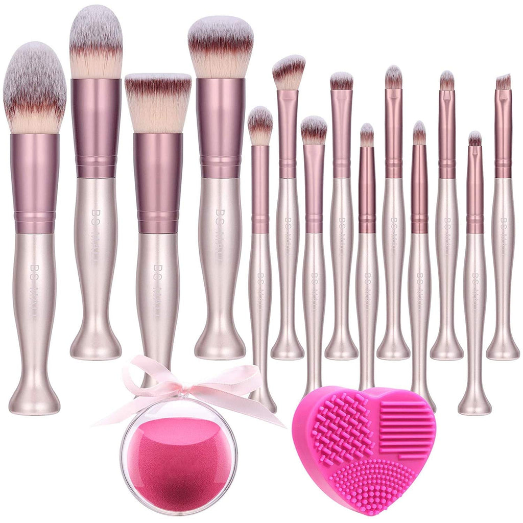[Australia] - BS-MALL Makeup Brushes Stand Up Premium Synthetic Foundation Powder Concealers Eye Shadows Makeup 14 Pcs Brush Set,with Makeup sponge and Cleaner 