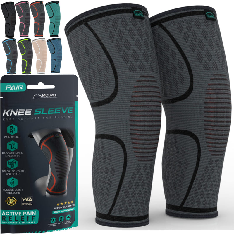 [Australia] - MODVEL 2 Pack Knee Brace | Knee Compression Sleeve for Men & Women | Knee Support for Running | Medical Grade Knee Pads for Meniscus Tear, ACL, Arthritis, Joint Pain Relief. Medium A Black 