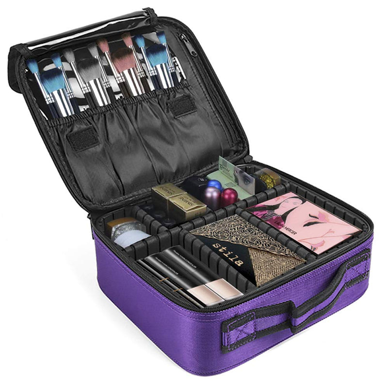 [Australia] - JEWIN Makeup Portable Professional Adjustable Dividers Travel Storage For Cosmetics Brushes And Toiletry Jewelry Accessories (Purple) Purple 