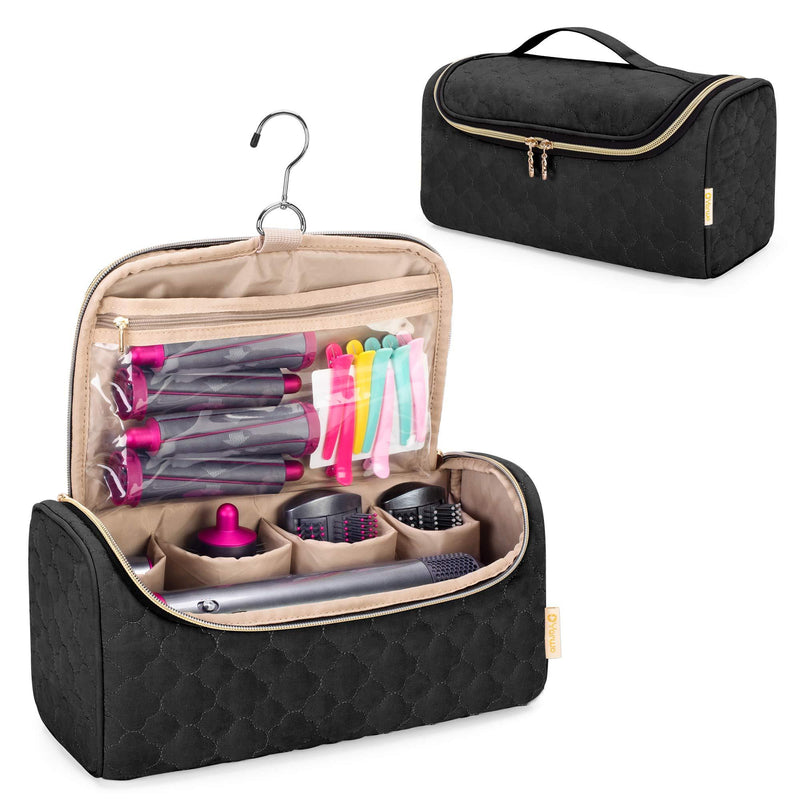 [Australia] - YARWO Travel Case Compatible with Dyson Airwrap Complete Styler and Attachments, Portable Storage Bag with Hanging Hook for Hair Curler Accessories, Black (PATENTED DESIGN) 