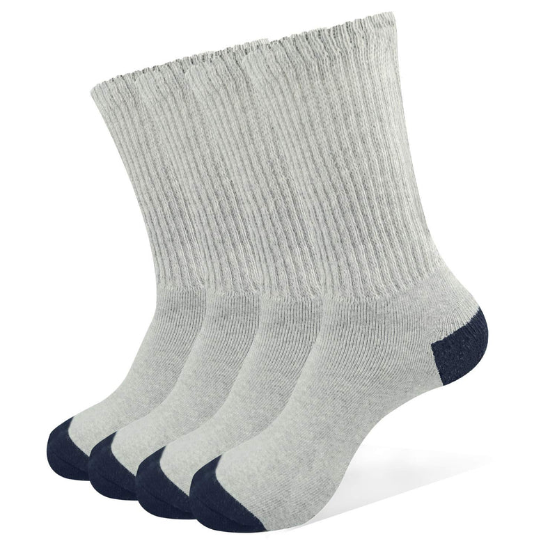 [Australia] - ThemeDesigner Non-Binding Top Extra Wide Diabetic Socks Full Cushion Thick Warm Socks Grey Large (2 Pair) Grey 2 Pairs 