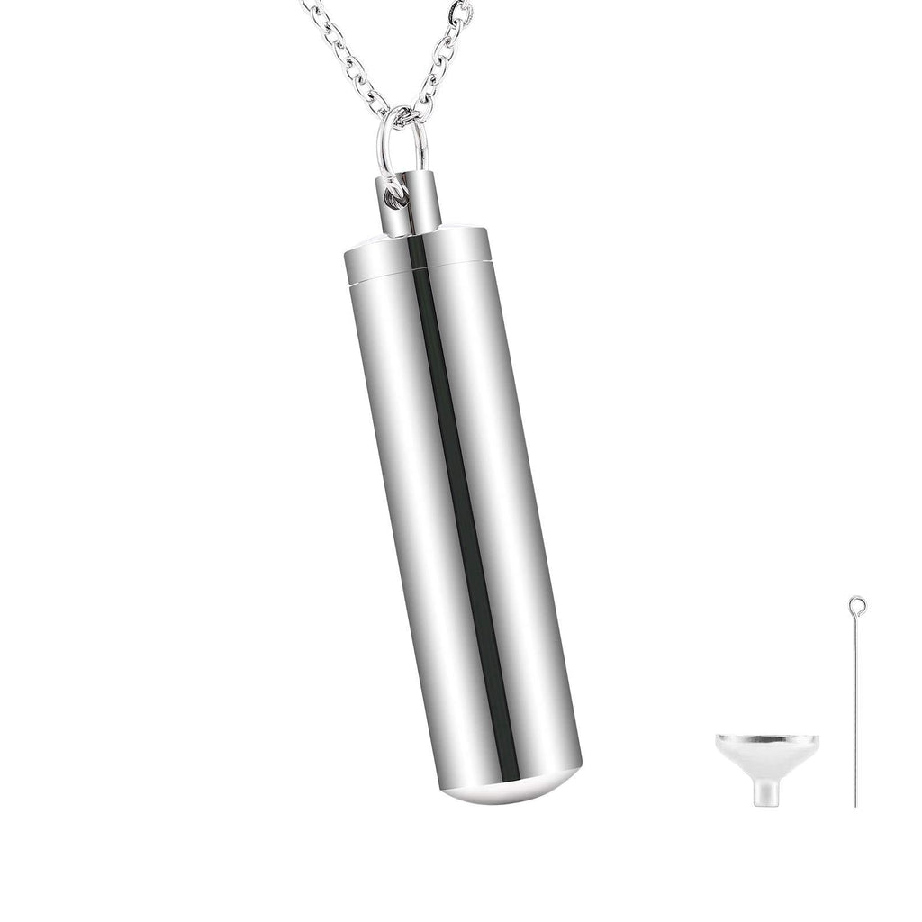 [Australia] - Chunky Cylinder Cremation Urn Necklace in Stainless Steel, Urn Necklace for Human or Pet Ashes, Remembrance Gifts, Secret Message Vial, Stash Locket, Ash Vial Jewelry 