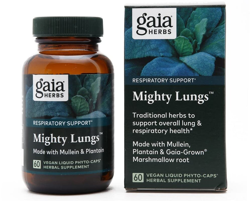 [Australia] - Gaia Herbs Mighty Lungs - Lung Support Supplement to Help Maintain Overall Lung & Respiratory Health* - With Mullein, Plantain, Schisandra & Elecampane - 60 Vegan Liquid Phyto-Capsules (20-Day Supply) 