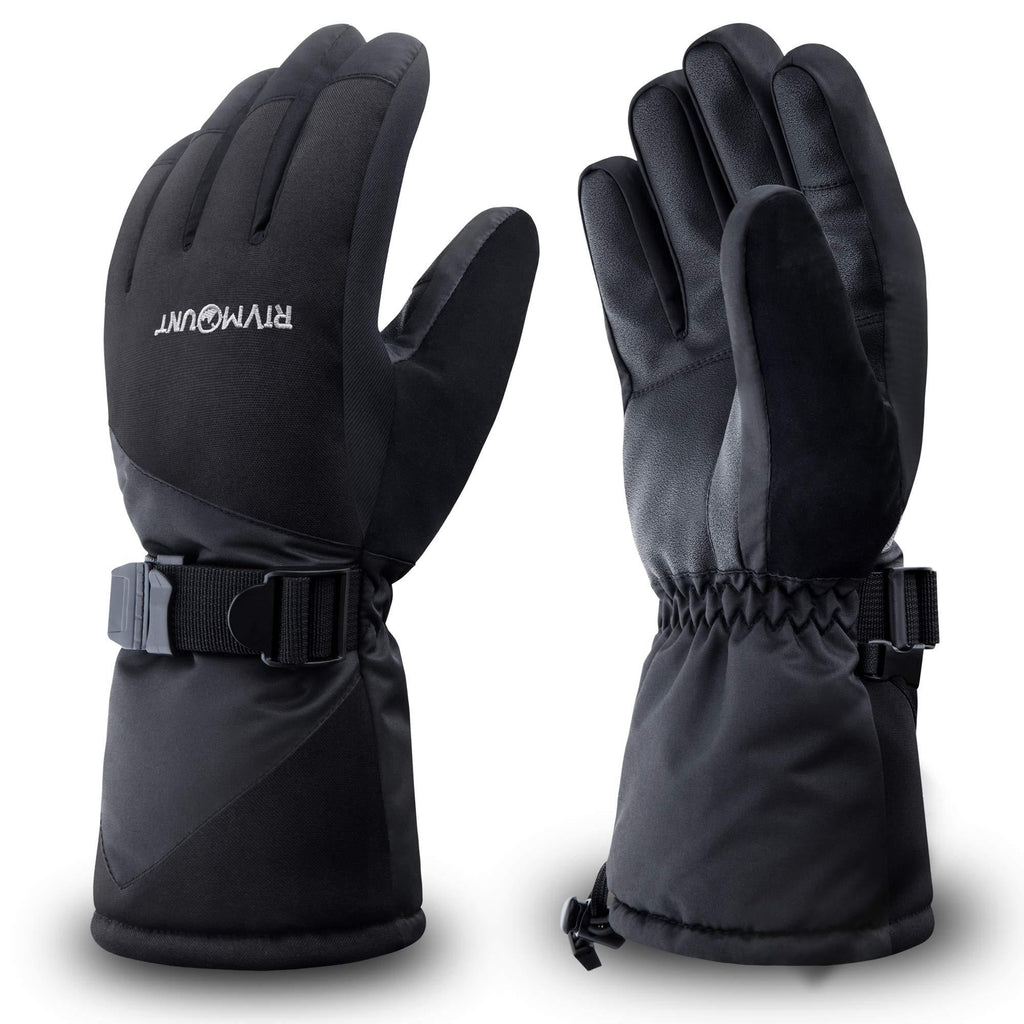 [Australia] - RIVMOUNT Winter Ski Gloves for Men Women,3M Thinsulate Keep Warm Waterproof Gloves for Cold Weather Outside RSG601 Black Small 