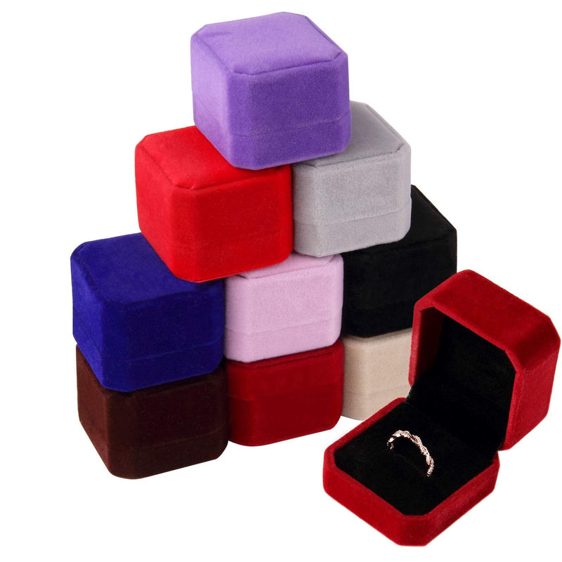 [Australia] - Lamoutor 9Pcs Velvet Ring Box Earring Box Jewelry Gift Box Assorted Color 9 