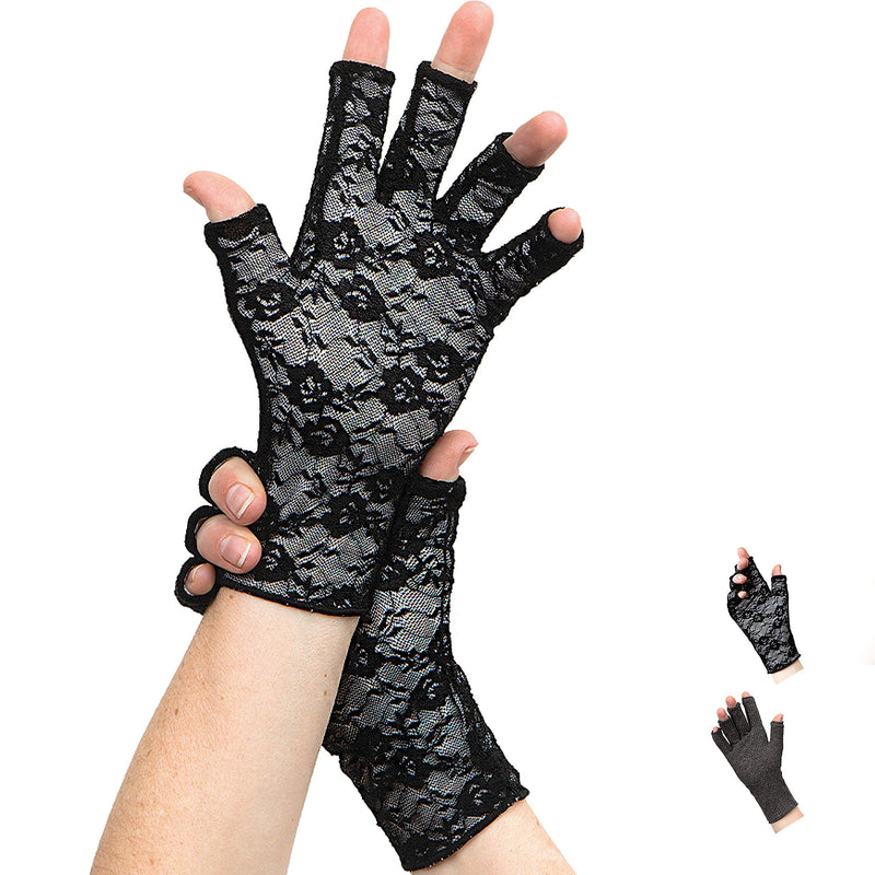 [Australia] - Classy Pal Compression Gloves for Arthritis, Typing Gloves for Hand Pain Relief Lace Large (1 Pair) 