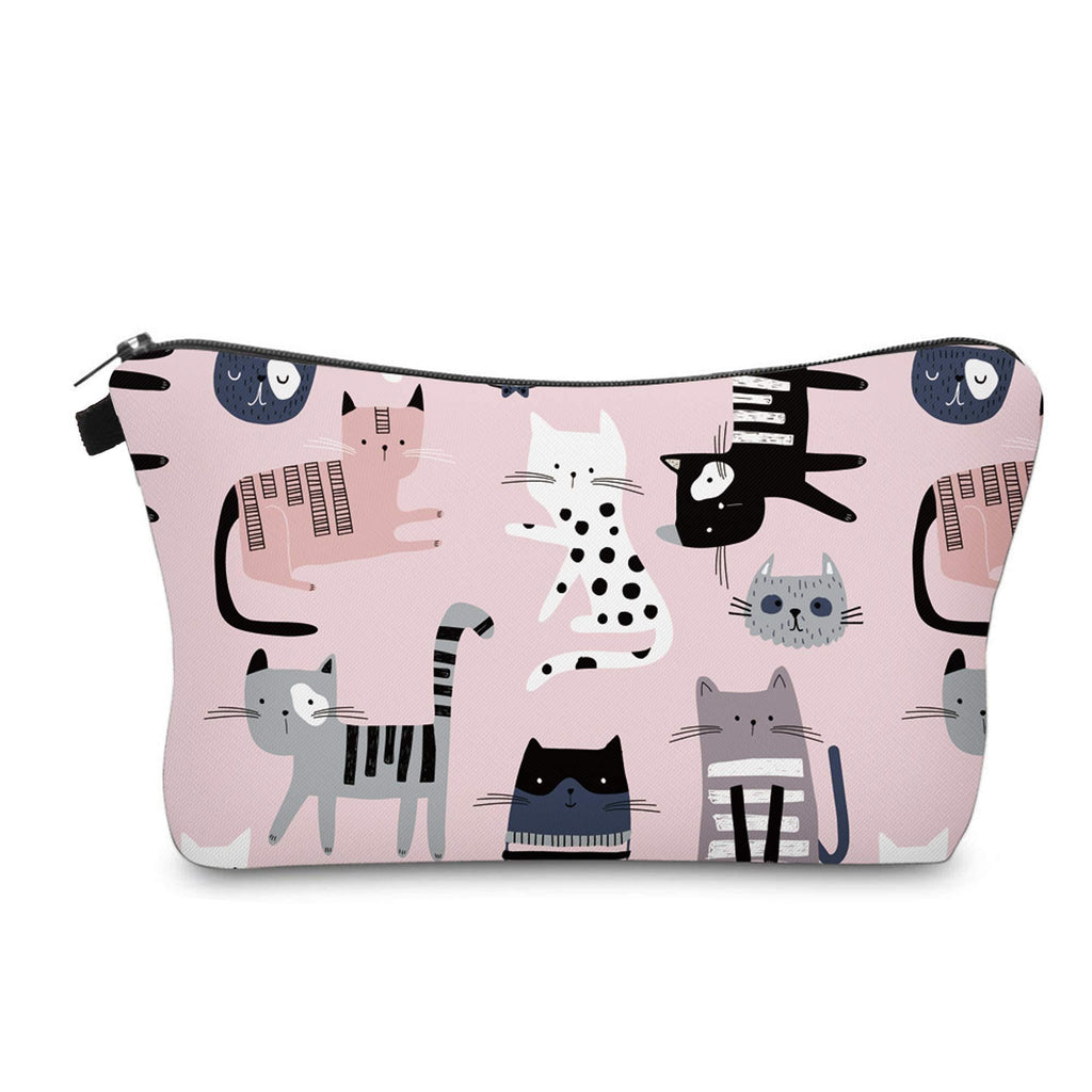 [Australia] - Cute Travel Makeup Bag Cosmetic Bag Small Pouch Gift for Women (Pink Cat) Pink Cat 