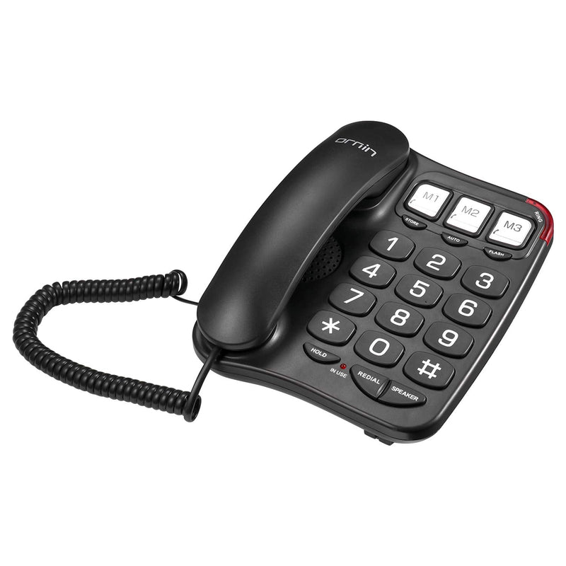 [Australia] - Ornin S016+ Big Button Corded Telephone with Speaker, Desk Phone (Black) 