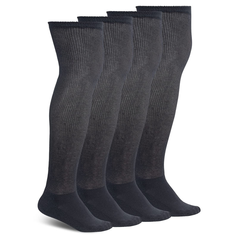 [Australia] - Athlemo Women&Men Bamboo Diabetic Socks 2 Pairs Loose Fit Non-Binding Over the Knee Seamless Breathable Anti-odor Black(4 Pairs) 10-13 