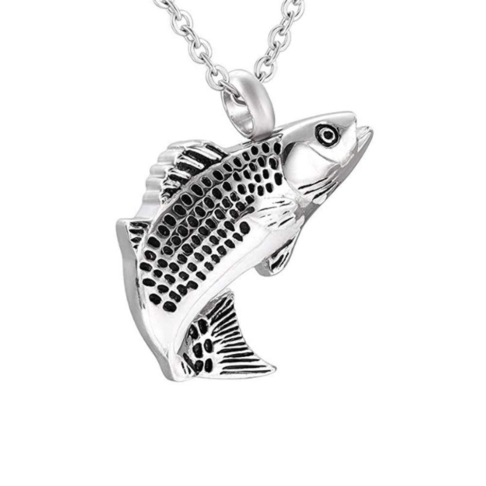 [Australia] - Fish Shape Cremation Jewelry for Ashes Stainless Steel Memorial Urn Necklace for Women Men Keepsake Jewelry Gift 