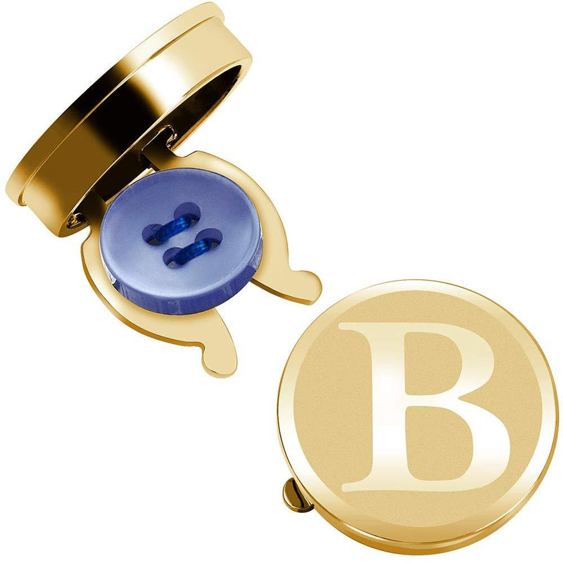 [Australia] - HAWSON Letter Button Cover Cufflinks for Men Initial and Impressing Alphabet A-Z - Best Choice for Weddling Gift Gold B 