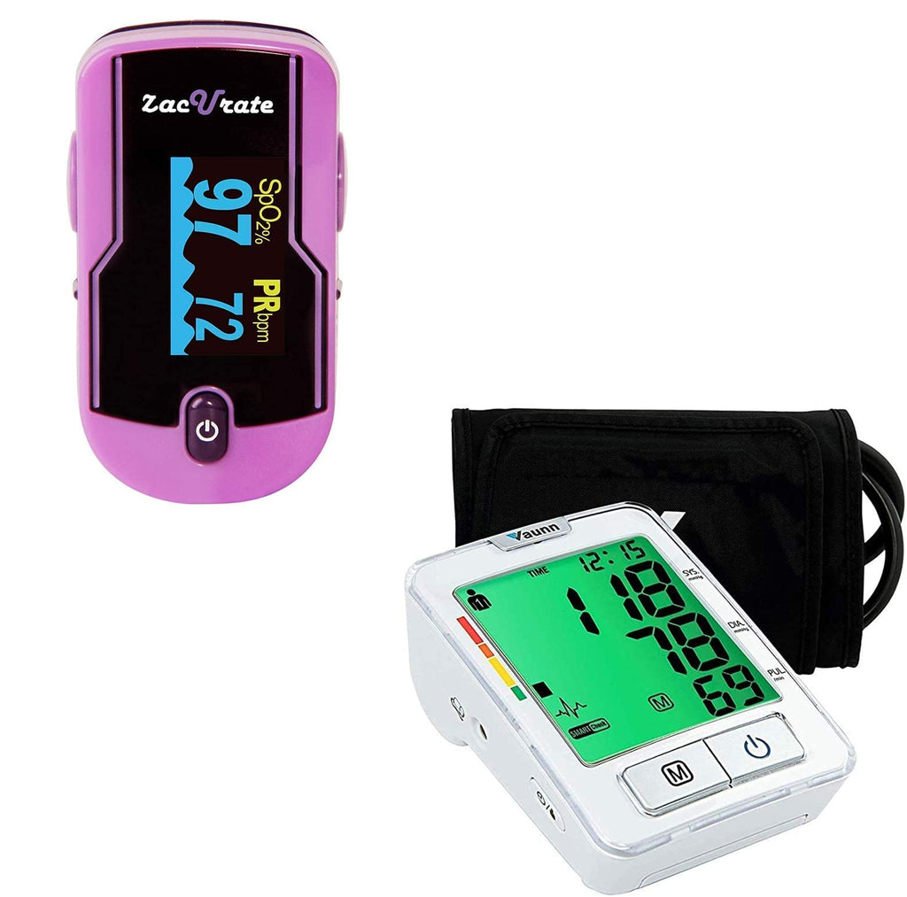 [Australia] - Zacurate 500E Premium Fingertip Pulse Oximeter and Vaunn Blood Pressure Monitor Machine Bundle 