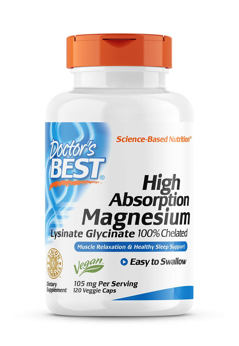 [Australia] - Doctor's Best High Absorption Magnesium Lysinate Glycinate, Easy to Swallow, 120 Ct 