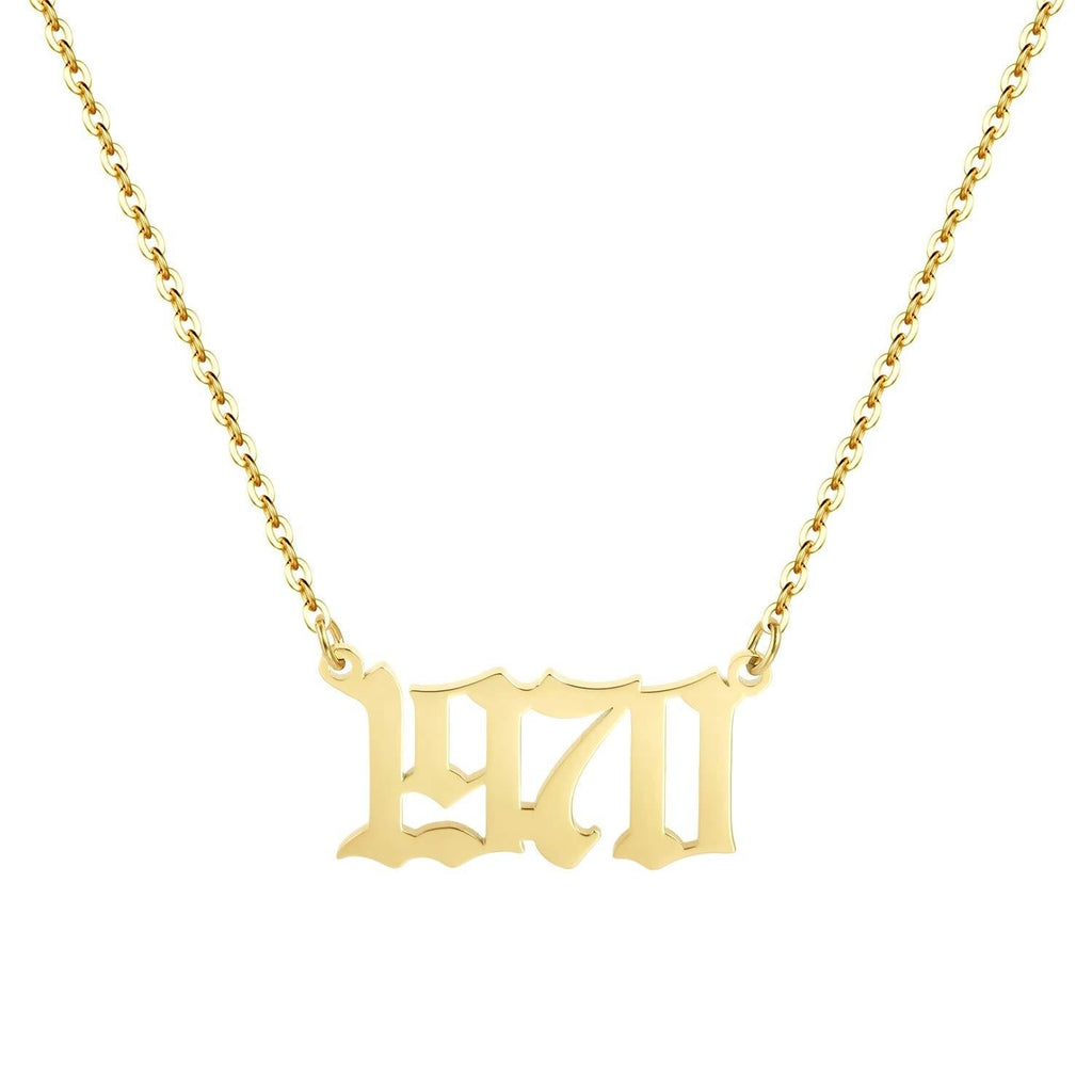 [Australia] - Aimber Birth Year Necklace 18K Gold Plated Birth Year Number Pendant Necklace Stainless Steel Birthday Year Necklace for Women,1970-2024 1970 