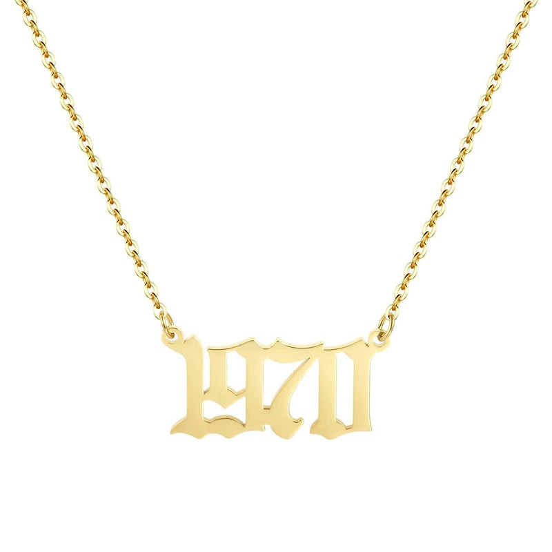 [Australia] - Aimber Birth Year Necklace 18K Gold Plated Birth Year Number Pendant Necklace Stainless Steel Birthday Year Necklace for Women,1970-2024 1970 