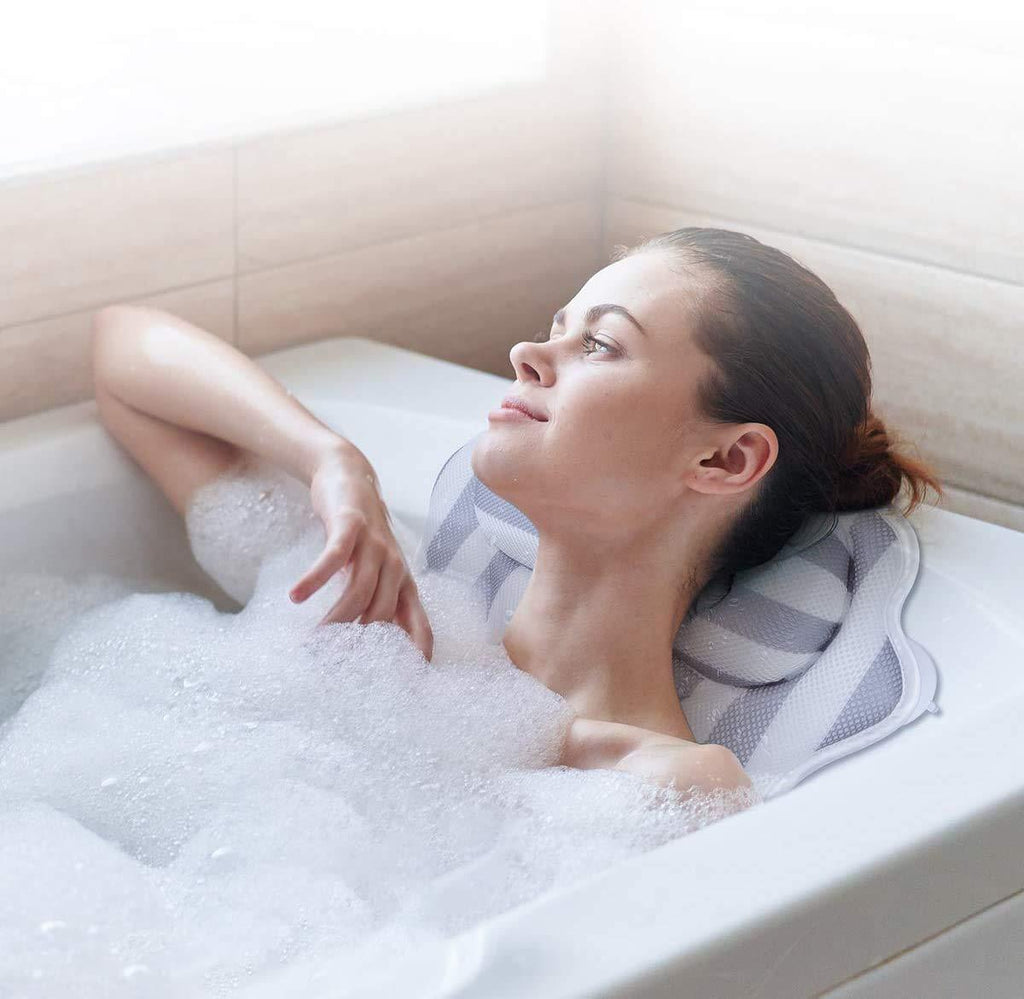 [Australia] - Bath Pillow Spa Bathtub Pillow Ergonomic Bathtub Cushion for Neck, Head & Shoulders, Luxury Bathtub Cushion, 3D Air Mesh for Men and Women,Fits for Hot Tub 