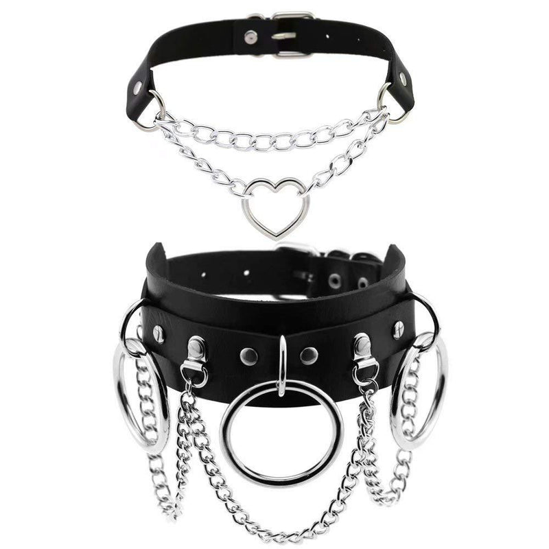 [Australia] - MUGEER BTY Heart Chain Choker Collar Necklace,Fashion Adjustable Punk Choker Necklace for Girls Women Black 