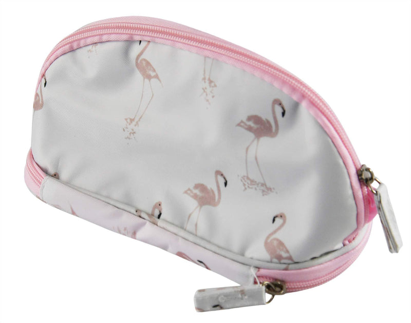 [Australia] - HOME-X Cream Flamingo Cosmetic Bag, Cute Makeup Bags for Women, Makeup Bag for Purse, Zipper Toiletry Bag, 9" L x 5" W x 4" W, Cream 