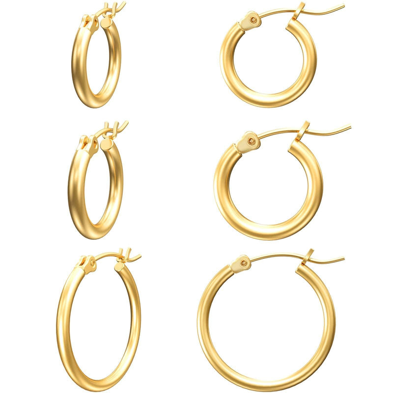 [Australia] - Gacimy Gold Hoop Earrings for Women, 14K Gold Plated Hoops with 925 Sterling Silver Post Gold 14-16-20mm 