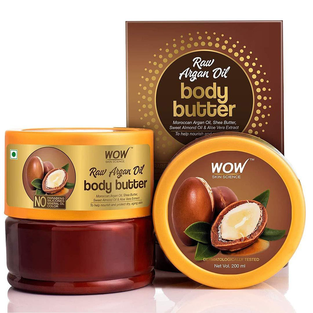 [Australia] - WOW Body Butter Raw Argan - Ultimate Skin Hydration, Nourish and Protect Dry Skin - No Parabens & Sulfates - For All Skin Types - (200ml) 