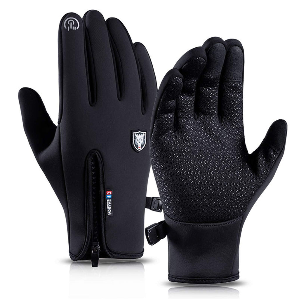 [Australia] - Men Winter riding ski gloves mountaineering motorcycle windproof and waterproof touch screen texting warm gloves Small Black 