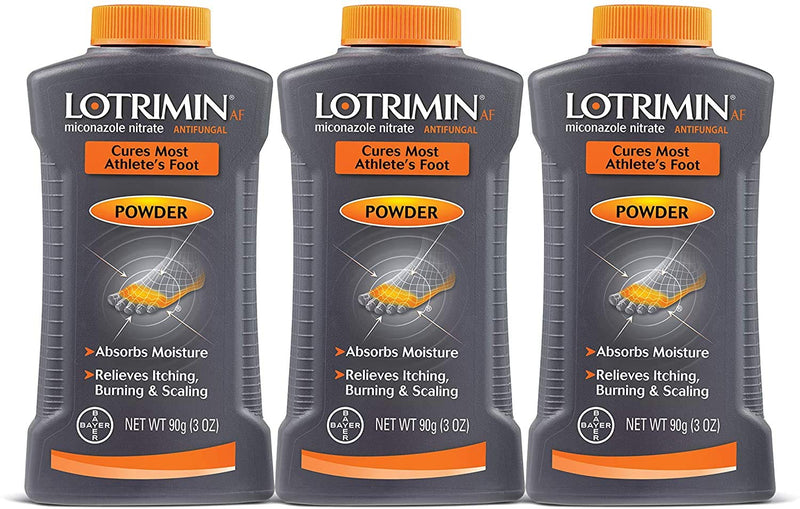 [Australia] - Lotrimin AF Athlete's Foot Antifungal Powder, Miconazole Nitrate 2% Treatment, Clinically Proven Effective Antifungal Treatment of Most AF, Jock Itch and Ringworm, 3 Ounces Bottle (Pack of 3) 