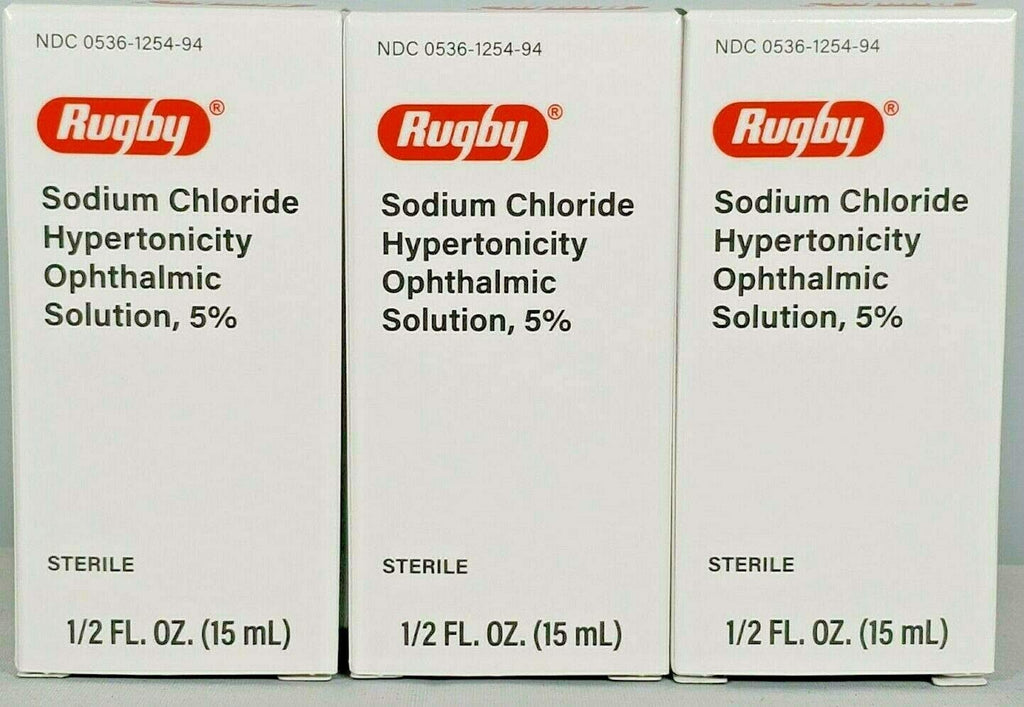 [Australia] - Rugby Sodium Chloride Ophthalmic Solution Eye Drops 5% 15mL - Pack of 3 0.5 Fl Oz (Pack of 3) 