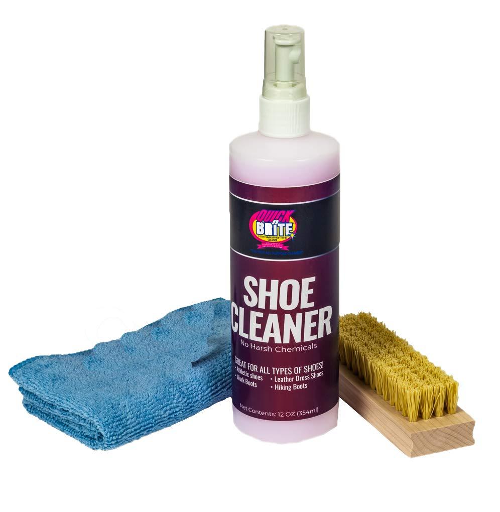 [Australia] - Quick N Brite 12 oz Shoe Cleaner Kit with Brush, Microfiber cloth. for cleaning Sneakers, Tennis shoes, Canvas, Plastic, Mesh, Knit and More 